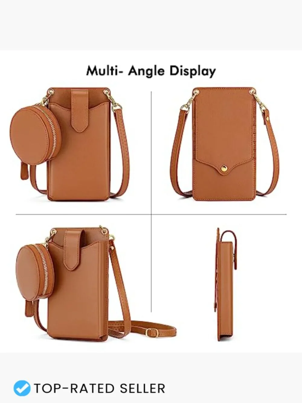 Small Crossbody Cell Phone Purse Vegan Leather RFID Adjustable Strap